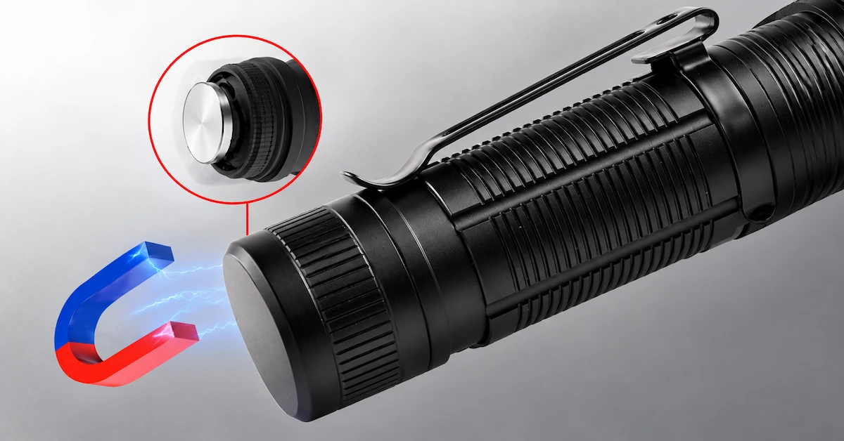 OEM flashlight with magnetic tail attachment