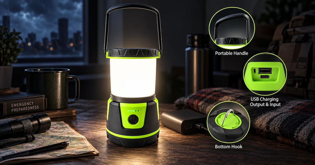 Emergency lantern features for outdoor use