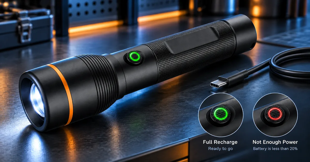 Rechargeable work light charge status display
