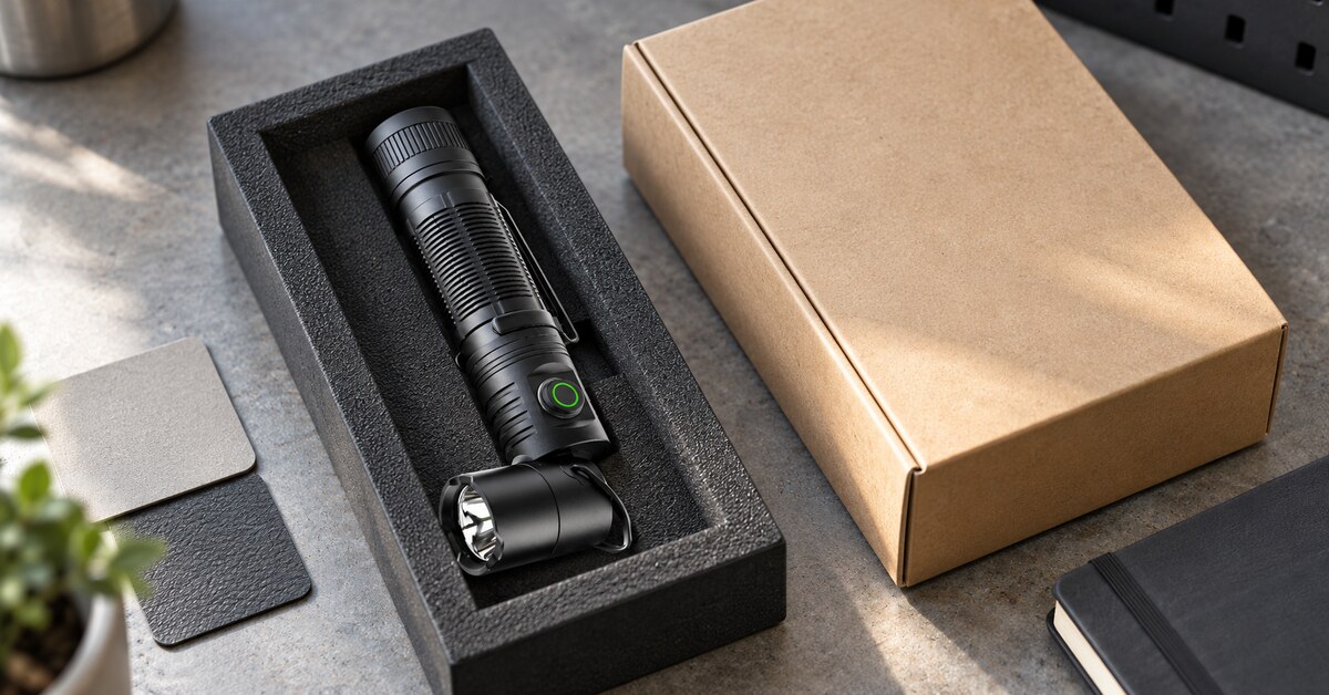 Flashlight OEM specification template concept for sample and packaging review