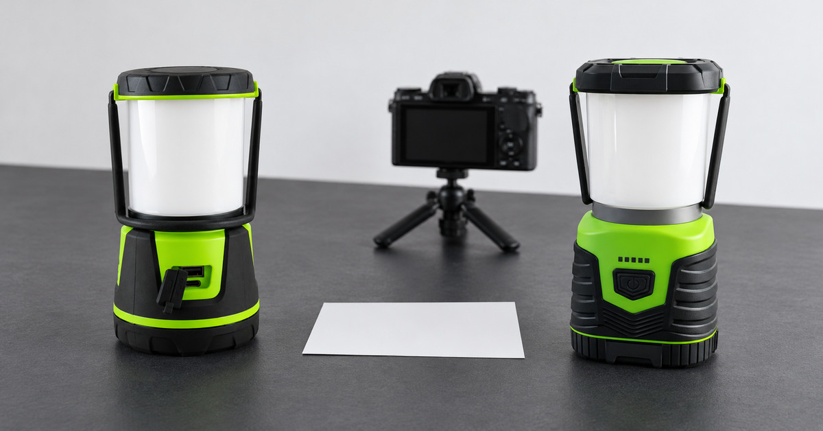 Lantern diffuser uniformity test concept with two samples prepared for review