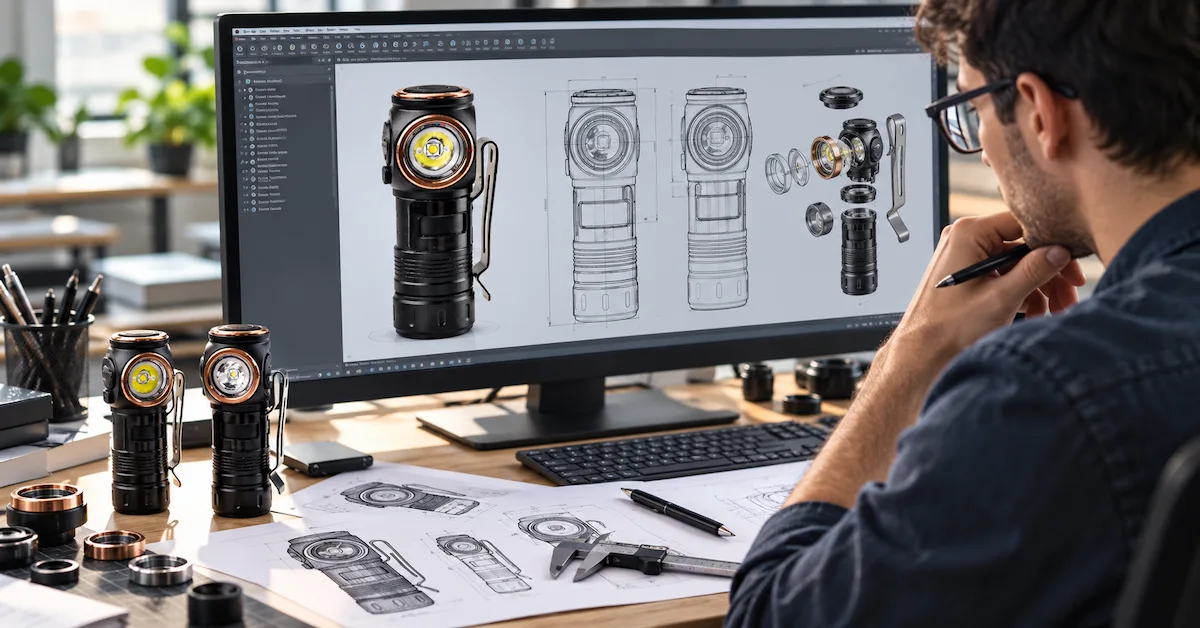 Engineer designing magnetic LED work light OEM