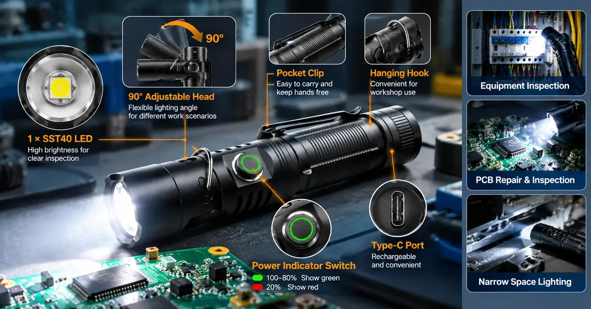 LED Inspection Flashlight for PCB Repair Work