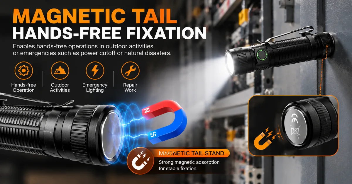 Magnetic Tail Work Light for Hands-Free Repair