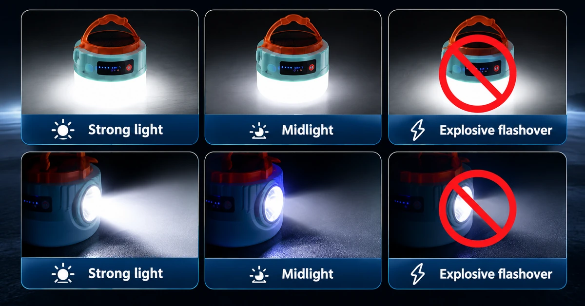 Solar Emergency Lantern Lighting Modes Display